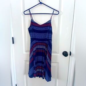 summery adjustable spaghetti strap striped dress